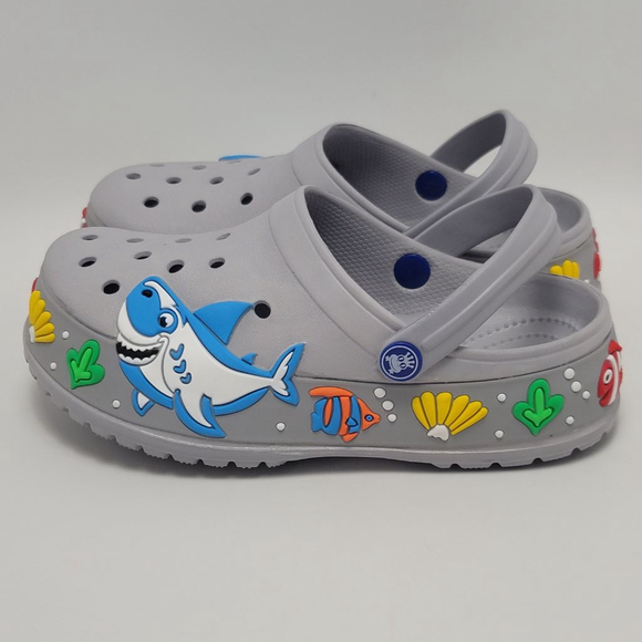 Crocs Other - Kids Clogs Slide Garden Shoes Shark Cartoon Slip On Slippers Size 34 Lightweight